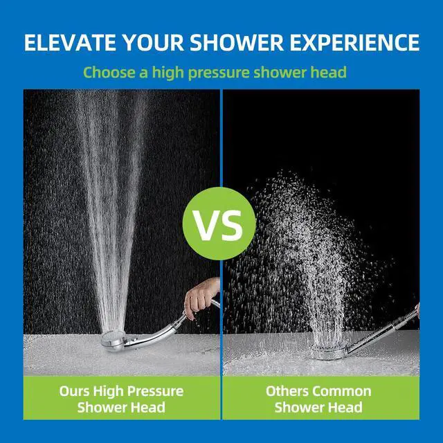 Alt view image 6 of 6 - High Pressure Handheld Shower Head with ON/OFF Pause Switch, 3 Spray Modes, Water Saving, Detachable