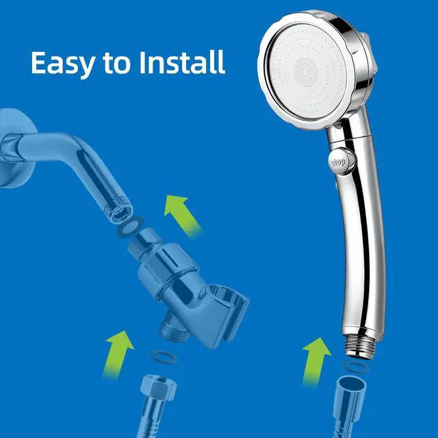 Alt view image 2 of 6 - High Pressure Handheld Shower Head with ON/OFF Pause Switch, 3 Spray Modes, Water Saving, Detachable