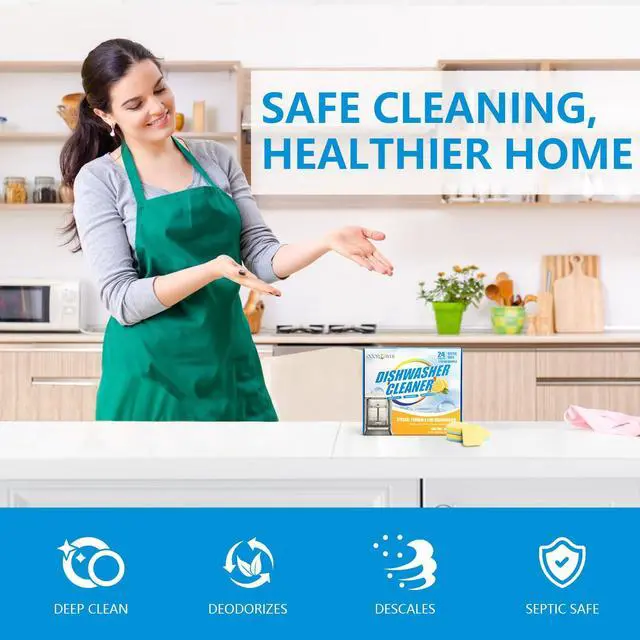 Alt view image 4 of 6 - Dishwasher Cleaner & Deep Deodorizer Tablets, 24 Tabs, Lemon Scent