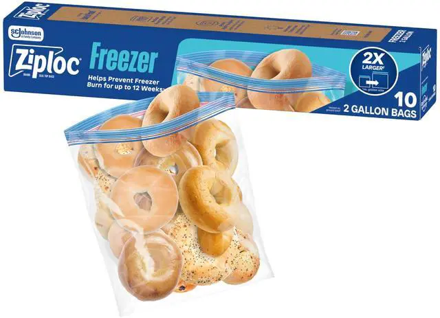 Main image of Ziploc 2 Gallon Freezer Bags, Food Storage, 10 Count