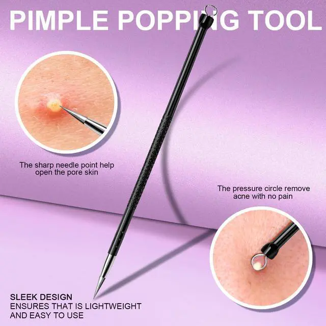 Alt view image 5 of 7 - Teenitor 2-in-1 Pimple Extractor Comedone and Acne Tool Blackhead Removal for Face and Nose Black