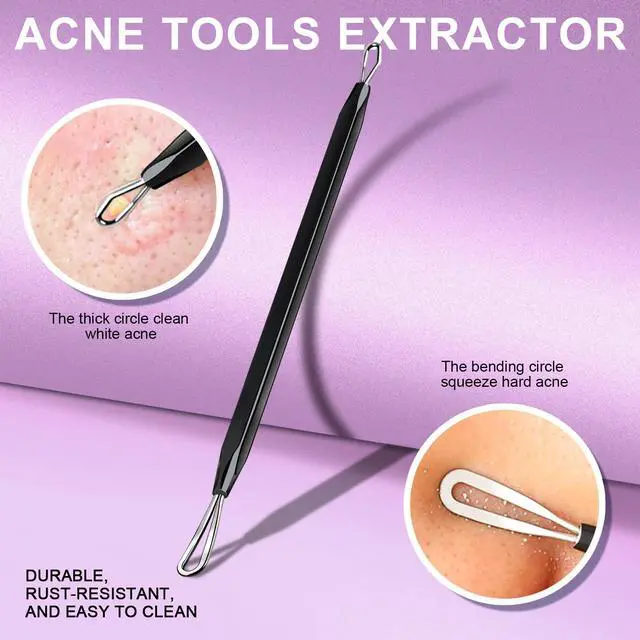 Alt view image 6 of 7 - Teenitor 2-in-1 Pimple Extractor Comedone and Acne Tool Blackhead Removal for Face and Nose Black