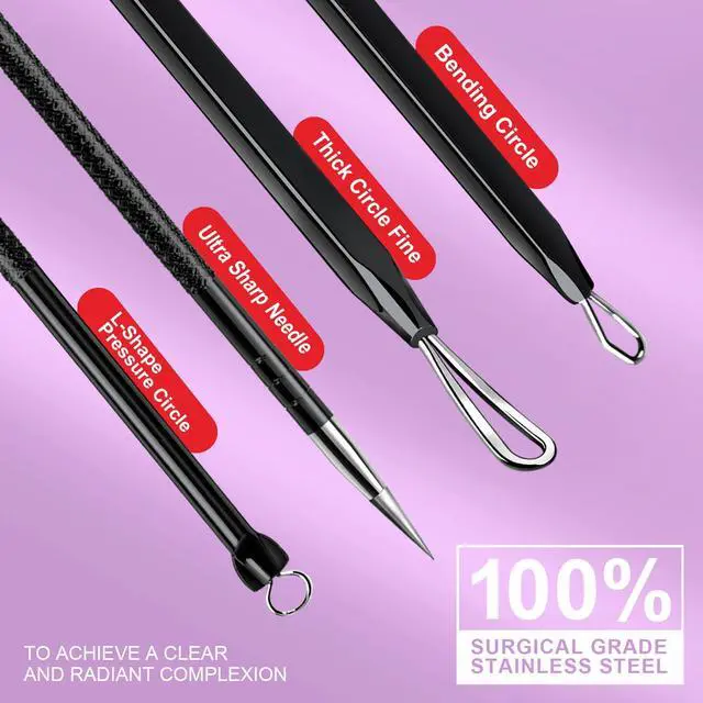 Alt view image 2 of 7 - Teenitor 2-in-1 Pimple Extractor Comedone and Acne Tool Blackhead Removal for Face and Nose Black