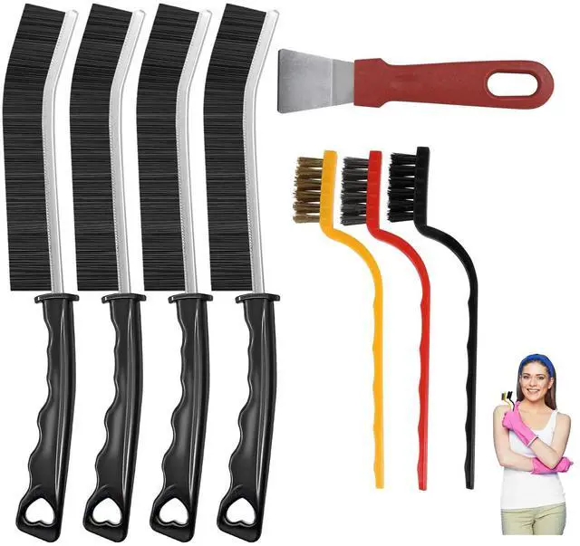 Main image of 8Pcs Crevice Cleaning Brushes, Hard Bristle Grout Cleaner Brush, Gap Cleaning Tool for Kitchen, Bathroom and Hard-to-Reach Areas