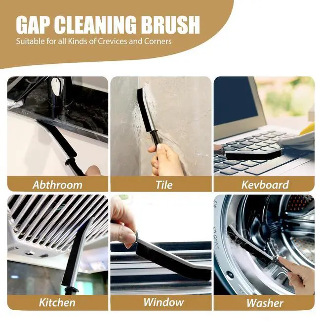 Alt view image 2 of 5 - 8Pcs Crevice Cleaning Brushes, Hard Bristle Grout Cleaner Brush, Gap Cleaning Tool for Kitchen, Bathroom and Hard-to-Reach Areas