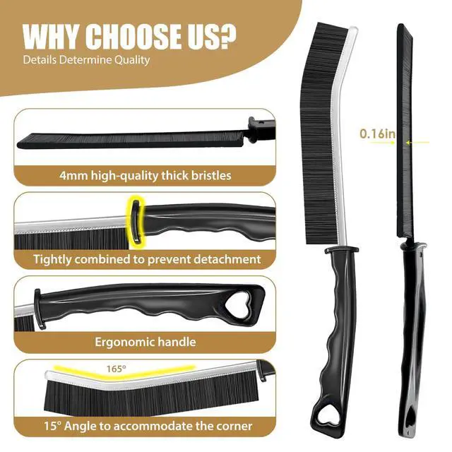 Alt view image 3 of 5 - 8Pcs Crevice Cleaning Brushes, Hard Bristle Grout Cleaner Brush, Gap Cleaning Tool for Kitchen, Bathroom and Hard-to-Reach Areas