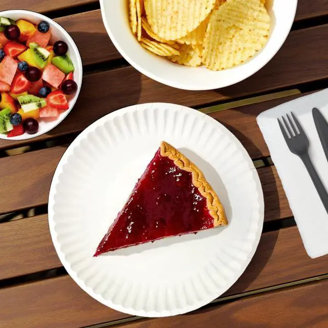 Alt view image 5 of 5 - Amazon Basics 9" Uncoated White Paper Plates, Microwave Safe, 100 Count