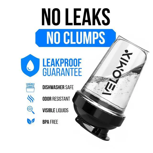 Alt view image 6 of 6 - VELOMIX 2 Pack 20oz Protein Shaker Bottle, Black/Transparent
