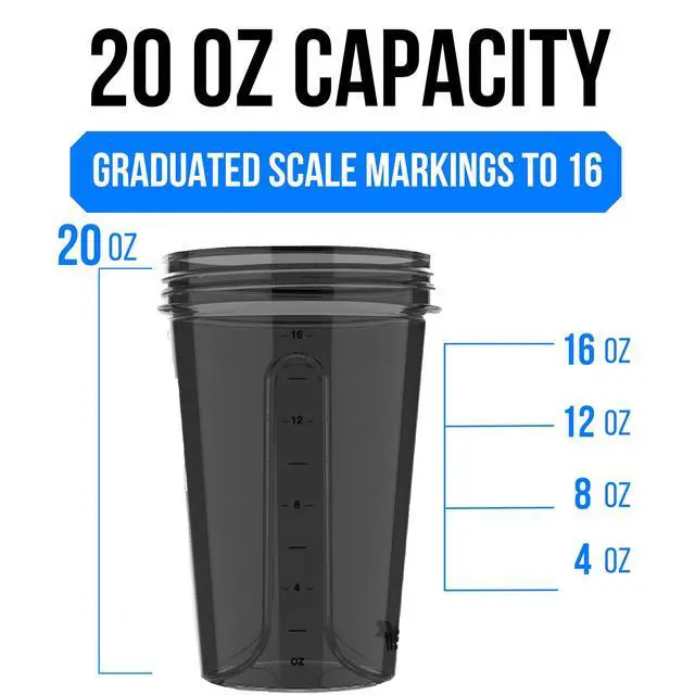 Alt view image 5 of 6 - VELOMIX 2 Pack 20oz Protein Shaker Bottle, Black/Transparent