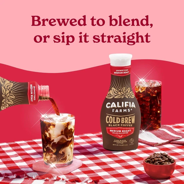 Alt view image 4 of 7 - Califia Farms Pure Black Medium Roast Cold Brew Coffee 48Oz, 100% Arabica, Plant Based, Vegan, Gluten Free, Non GMO, Sugar Free, Iced Coffee