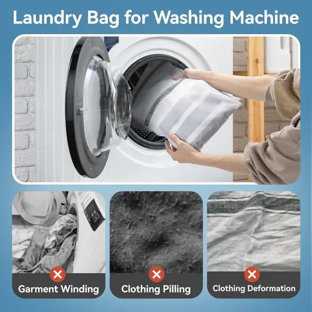 Alt view image 2 of 6 - 4Pcs Mesh Laundry Bags for Delicates, Lingerie Wash Bags, Dorm Room Essentials (1 Large, 1 Medium, 2 Small)