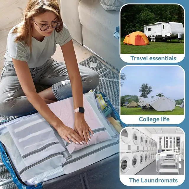 Alt view image 5 of 6 - 4Pcs Mesh Laundry Bags for Delicates, Lingerie Wash Bags, Dorm Room Essentials (1 Large, 1 Medium, 2 Small)