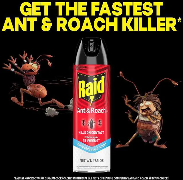 Alt view image 2 of 6 - Raid Ant & Roach Killer Spray, 17.5 oz, Kills Listed Bugs, Keeps Killing for 13 Weeks, Outdoor Fresh Scent