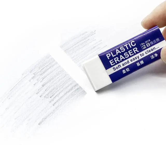 Alt view image 6 of 7 - White 2B Rubber Erasers, 10 Pieces, for School Kids