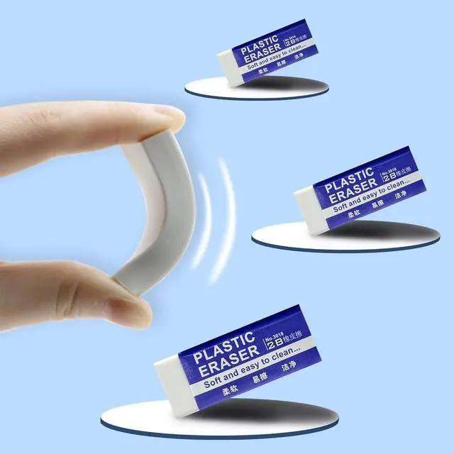 Alt view image 7 of 7 - White 2B Rubber Erasers, 10 Pieces, for School Kids