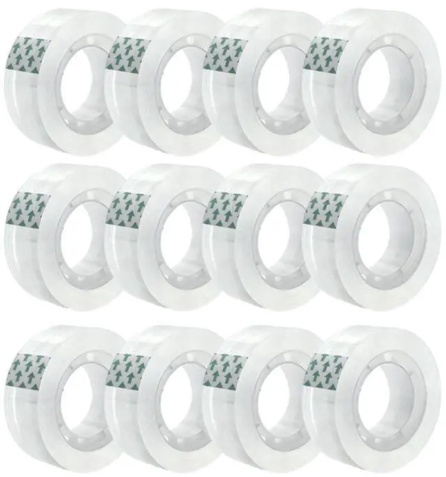 Main image of 12 Rolls Transparent Tape Refills, 3/4x1000in, 1in Core, Gift Packaging Tape for Office, Home, School