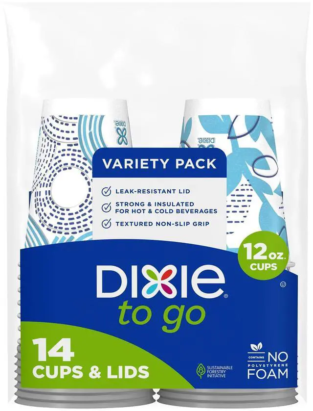 Main image of Dixie To Go 12 oz Disposable Insulated Paper Coffee Cups with Lids