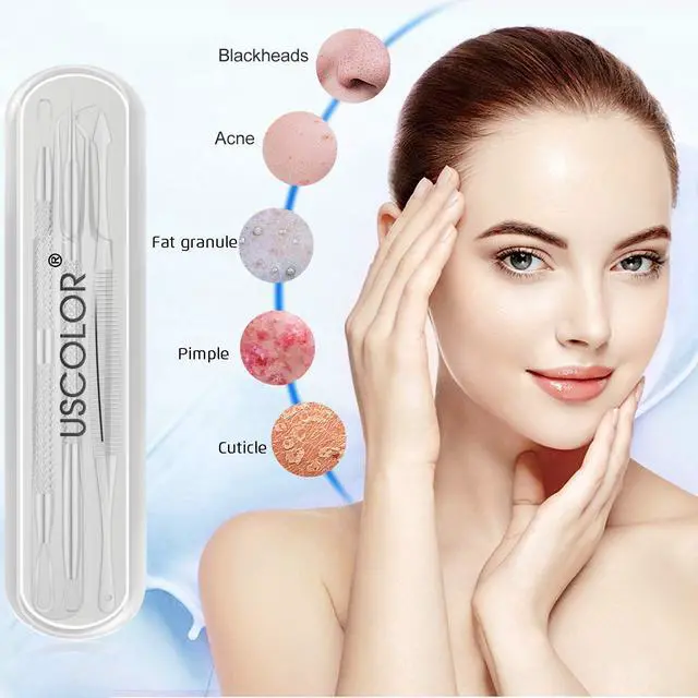 Alt view image 7 of 7 - 8PCS Stainless Steel Blackhead Remover Kit, Pimple Extractor Tool for Face, Acne Whitehead Blemish Removal