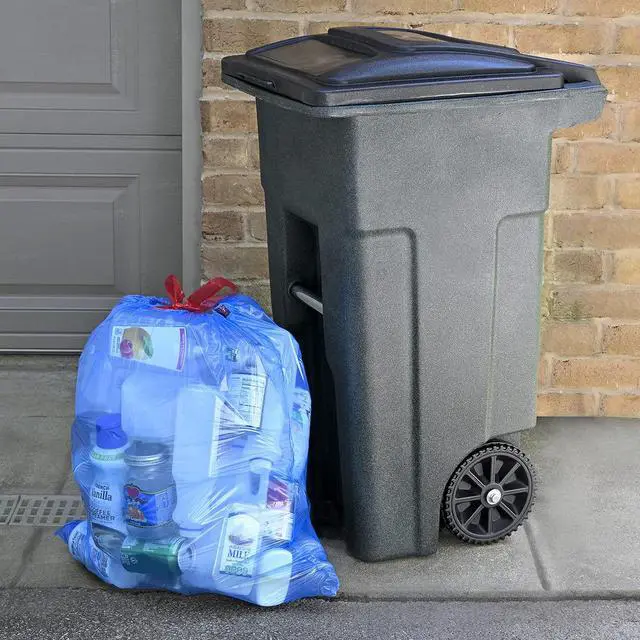 Alt view image 5 of 6 - 13Gallon 60Count Amazon Basics Blue Recycling Drawstring Tall Kitchen Unscented Trash Bags