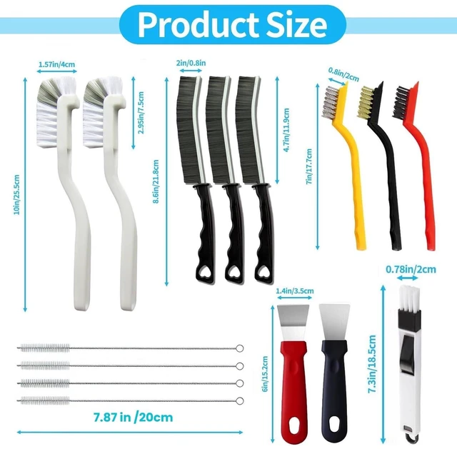 Alt view image 4 of 7 - 15Pcs Crevice Cleaning Brush Set, Hard Bristle Scrub Brushes for Deep Cleaning Gap, Window Groove, Sliding Door Sill, Tile Lines, Shutter, Corner, Sink, Teapot, Bottle