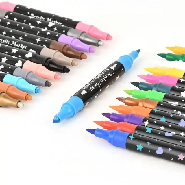 Alt view image 2 of 6 - KEVIN&SASA CRAFTS 24 Colors Dual Tip Acrylic Paint Marker Pens Set