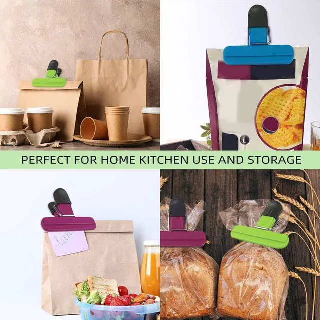 Alt view image 3 of 7 - 6 Pack Heavy Duty Tight Seal Grip Plastic Chip Bag Clips for Food Storage, Small Sizes, Assorted Colors (3 Colors)