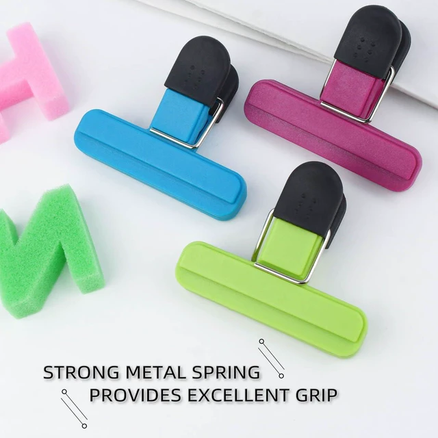 Alt view image 6 of 7 - 6 Pack Heavy Duty Tight Seal Grip Plastic Chip Bag Clips for Food Storage, Small Sizes, Assorted Colors (3 Colors)