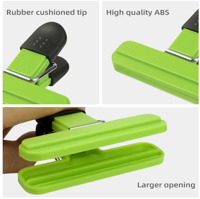 Alt view image 7 of 7 - 6 Pack Heavy Duty Tight Seal Grip Plastic Chip Bag Clips for Food Storage, Small Sizes, Assorted Colors (3 Colors)