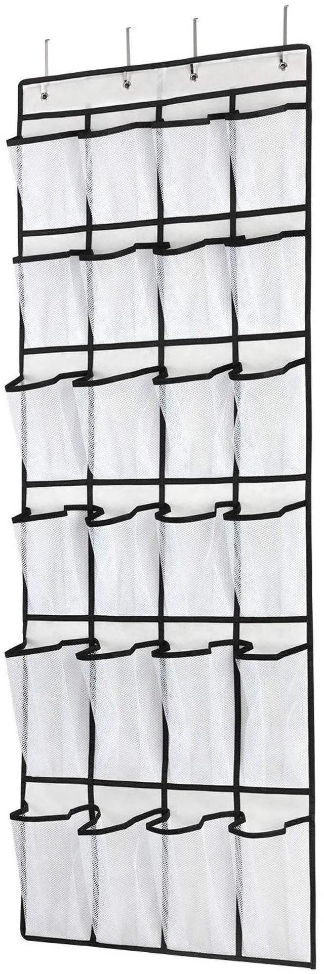 Main image of SAVERHO Over the Door Shoe Organizer, 24 Mesh Large Pockets, Hanging Shoe Storage for Men, Women, Kids, White