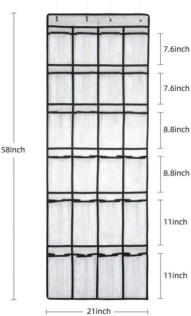 Alt view image 2 of 6 - SAVERHO Over the Door Shoe Organizer, 24 Mesh Large Pockets, Hanging Shoe Storage for Men, Women, Kids, White