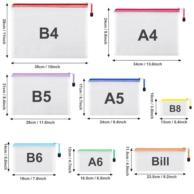 Alt view image 4 of 7 - EOOUT 8-Pack Mesh Zipper Pouches, 8 Sizes, 8 Colors, Waterproof Plastic for Travel Storage Office Appliances