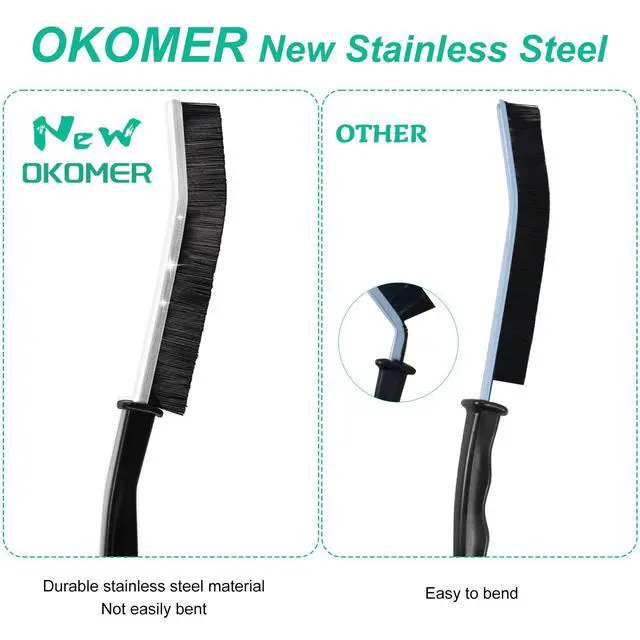 Alt view image 6 of 6 - OKOM Multifunctional Stainless Steel Crevice Cleaning Brush with Hard Bristles for Kitchen and Bath Gap Cleaning