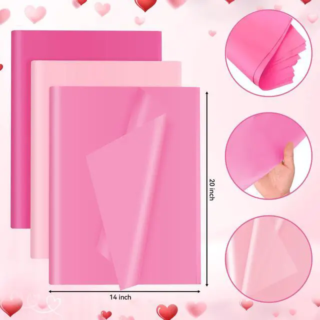 Alt view image 6 of 6 - 30 Sheets Pink Tissue Paper 14 x 20 Inches for Gift Bags, Weddings, Birthdays, DIY, Valentine's Day, Christmas Crafts