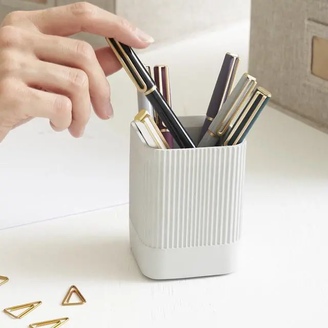 Alt view image 5 of 5 - KIBAGA Modern Concrete Pen Holder - Aesthetic Desk Pencil Cup