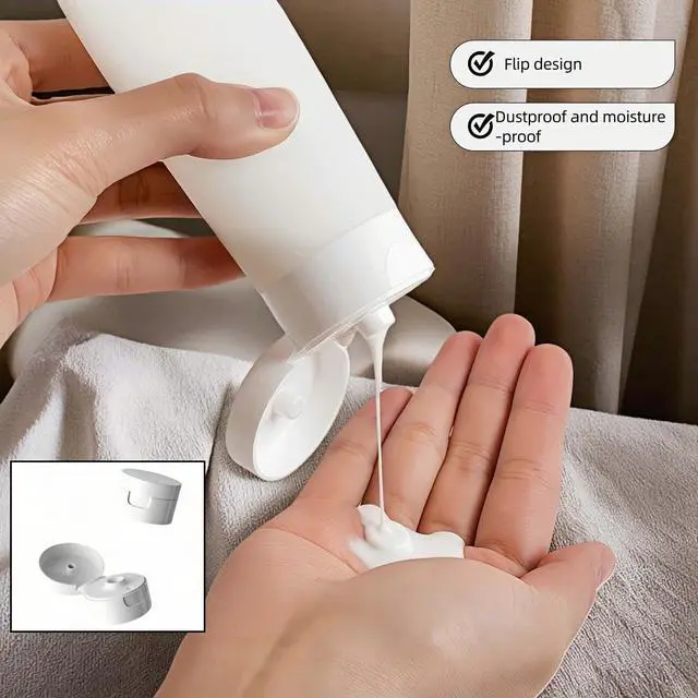 Alt view image 4 of 6 - Chinshwehaw Portable Travel Bottles Set, 3-Pack (30ml, 60ml, 100ml), Silicone Squeeze Containers, Leakproof, Wide Mouth, BPA-Free, TSA Approved, White, for Toiletries, Sh