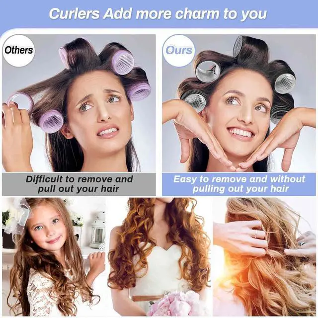 Alt view image 3 of 7 - Selizo Hair Roller 28Pcs Set, Includes 16Pcs Self-Grip Hair Rollers in 4 Sizes and 12Pcs Hair Clips for Long, Medium, Short Hair Volume