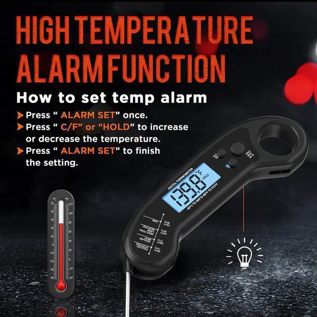 Alt view image 5 of 7 - Digital Instant Read Meat Thermometer, Waterproof, for Grill, Cooking, BBQ, Turkey, Candy, Liquids, Beef, Kitchen and Outside