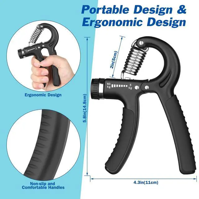 Alt view image 3 of 6 - AIXPI Grip Strength Trainer, Adjustable Resistance 11-132 Lbs (5-60kg), Forearm Strengthener, 1 Pack