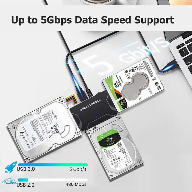 Alt view image 5 of 6 - SATA IDE to USB 3.0 Adapter for 2.5" 3.5" SSD HDD 5Gbps