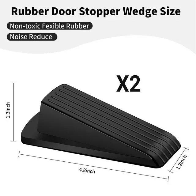 Alt view image 5 of 6 - 2 Pack Rubber Door Stoppers, Heavy Duty Wedge for Bottom of Door Security, Carpet Use