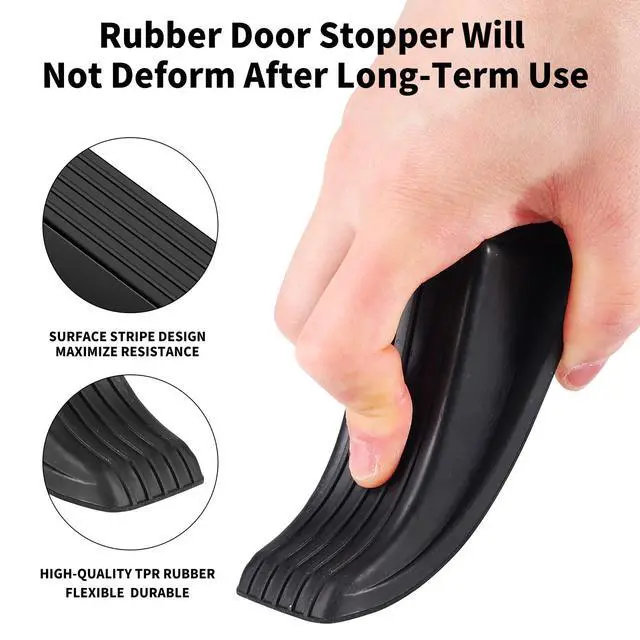Alt view image 2 of 6 - 2 Pack Rubber Door Stoppers, Heavy Duty Wedge for Bottom of Door Security, Carpet Use