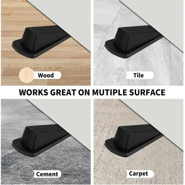 Alt view image 3 of 6 - 2 Pack Rubber Door Stoppers, Heavy Duty Wedge for Bottom of Door Security, Carpet Use