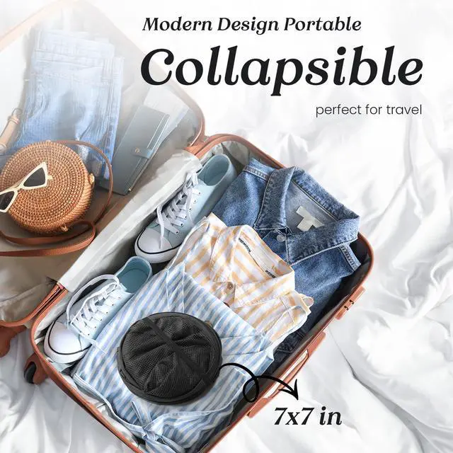 Alt view image 4 of 6 - Collapsible Mesh Laundry Basket with Side Pocket and Sturdy Handles