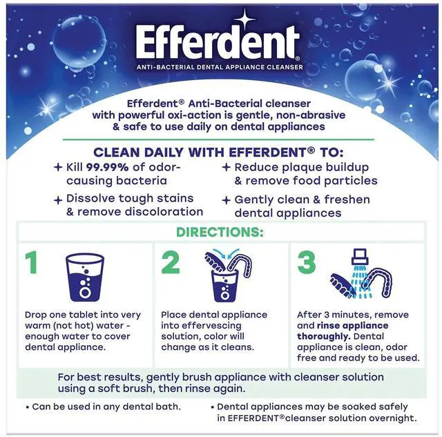 Alt view image 4 of 6 - Efferdent Denture Cleaner Tablets, Minty Fresh & Clean, 44Count