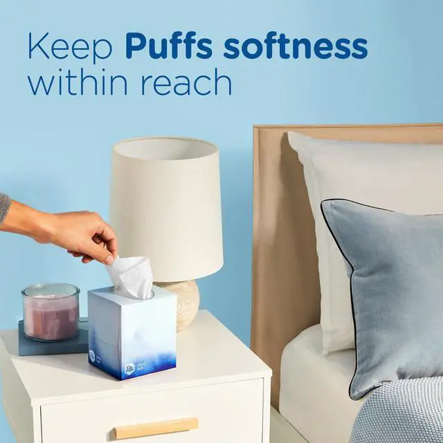 Alt view image 5 of 7 - Puffs Ultra Soft Facial Tissues, 4 Family Boxes, 124 Tissues per Box, Allergies and Colds (Packaging May Vary)