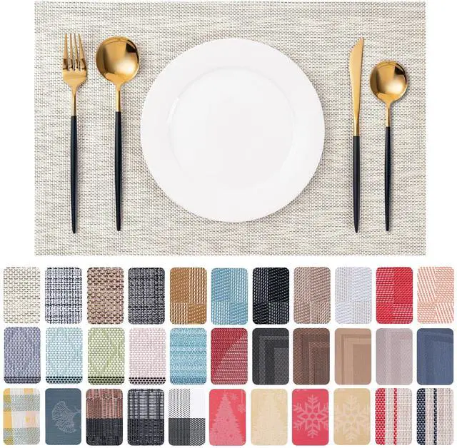 Main image of Set of 4 Washable Indoor Placemats, Beige