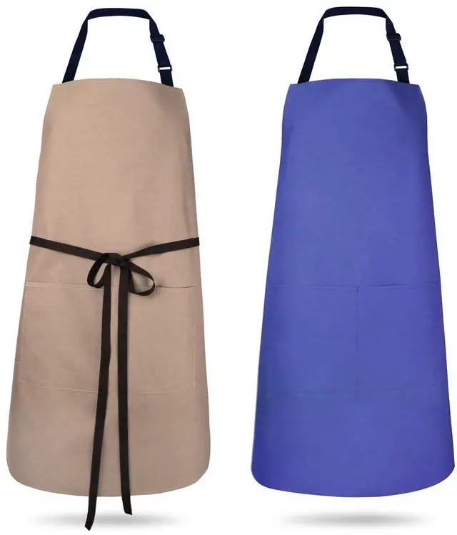 Main image of 2 Pack Kitchen Aprons, Waterproof and Oil Resistant, 2 Pockets, Adjustable Neck Strap for Chef