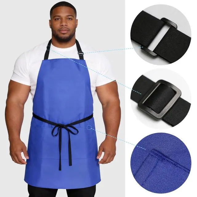 Alt view image 4 of 6 - 2 Pack Kitchen Aprons, Waterproof and Oil Resistant, 2 Pockets, Adjustable Neck Strap for Chef