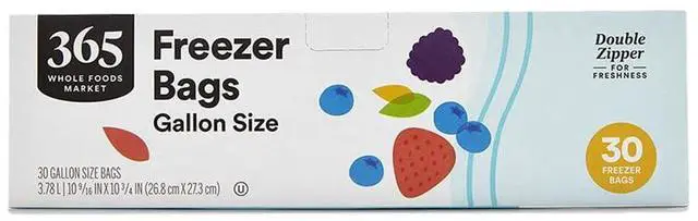 Main image of Gallon Size Freezer Bags, Double Zipper, 30 Count, 365 by Whole Foods Market