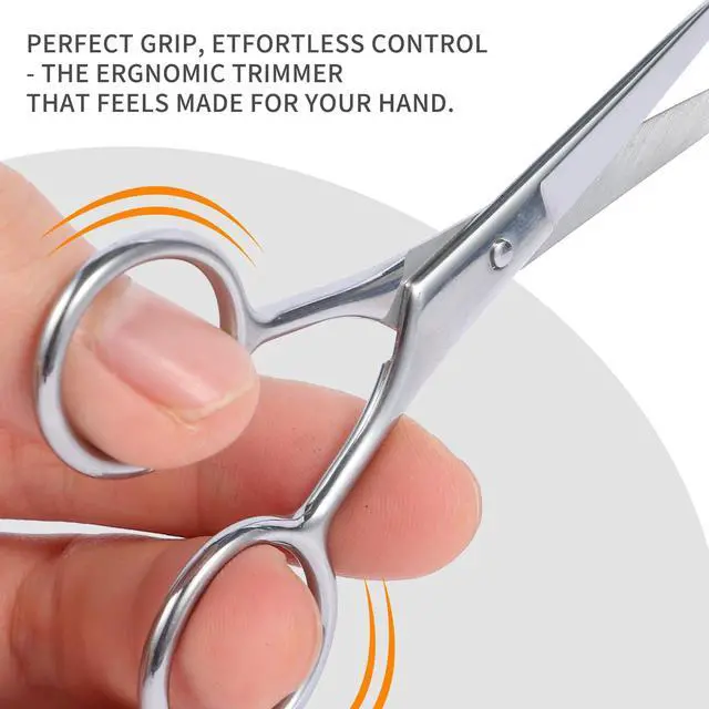 Alt view image 2 of 7 - 2PCS Small Grooming Scissors with Straight & Rounded Safety Tips for Facial Hair, Eyebrows, Nose Hair, Beard, Mustache, Eyelashes, and Ear Hair - Silver & Black